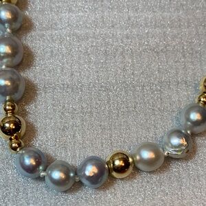 Black Natural Pearls & 14k Gold Necklace
